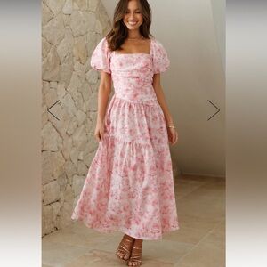 Hello Molly Pink Floral Midi Dress